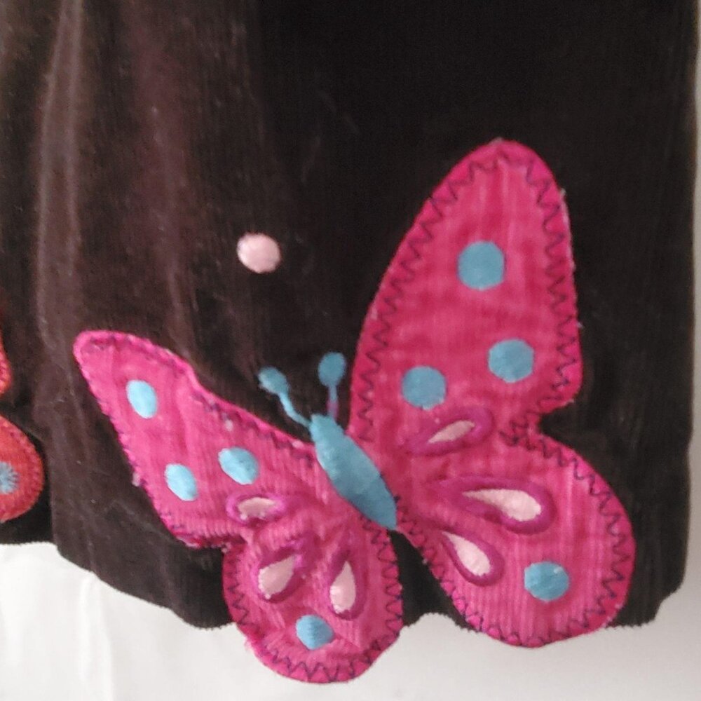 Bonnie Jean Girls Butterfly Applique Corduroy Halter Jumper Dress Brown Size 6X - Picture 7 of 11